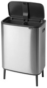 Coș de gunoi argintiu mat de reciclat/cu senzori de atingere din oțel 60 l Bo Touch Bin Hi – Brabantia