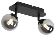 Spotlight modern negru cu sticlă fumurie 2 lumini - Atena