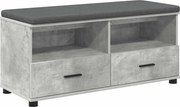 vidaXL Bancă pentru hol cu pernă cu sertar Gri Beton 100 x 38 x 46 cm