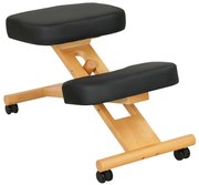 HOMCOM Scaun Ergonomic pentru Genunchi cu Înălțime Reglabilă din Lemn cu Rotile, 42x70x42-52 cm, Negru | Aosom Romania