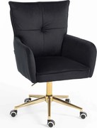 HR250K Scaun Catifea Neagră Bază Aurie