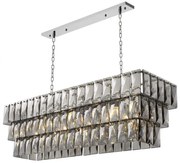 Lustra suspendata design LUX Amazone Rectangular, nickel/ sticla fumurie 115383 HZ