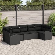 vidaXL Set de canapele pentru grădină 7 pcs Negru Rattan poli