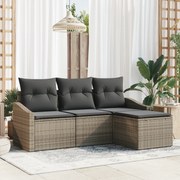 vidaXL Set de canapele pentru grădină 4 pcs Gri Rattan poli