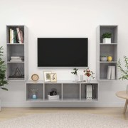 vidaXL Set de dulapuri TV, 3 piese, gri beton, lemn prelucrat
