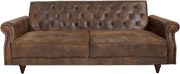 Canapea extensibila design Chesterfield, Maison Belle Affaire 220cm, maro antic