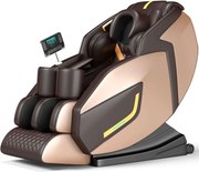 Fotoliu de Masaj FELIX, cu Incalzire, capete de masaj cu JAD, Bluetooth, Zero Gravity, 2 Boxe, Moduri Automate, Suport picioare extensibil, Display, Piele PU Premium, Auriu