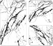 Set covoare baie antiderapante, 3 piese, design marmura alba