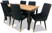 Set mobilier sufragerie Alita 4 (stejar auriu +  negru) (pentru 6 persoane). 1036008