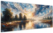 Tablou - Pictură cu soarele deasupra apei (120x50 cm)