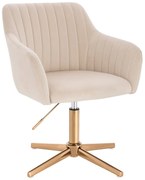 HR190CROSS Scaun Crem din Catifea cu Bază Aurie