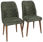 Set 2 scaune Dafne (Nuc + Verde închis). 1073152