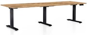 Masă înălțime reglabilă OfficeTech Long, 240 x 80 cm, picioare negre, stejar auriu