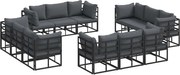 vidaXL Set de canapele pentru grădină 12 pcs Negru Metal