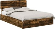 vidaXL Pat cu storage Stejar fumuriu 160 x 200 cm Lemn compozit
