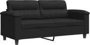 vidaXL Canapea cu 2 locuri, negru, 140 cm, țesătură microfibră