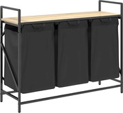 vidaXL Coș de rufe 3 compartimente cu raft stejar sonoma