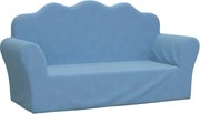 vidaXL Canapea pentru copii cu 2 locuri, albastru, pluș moale