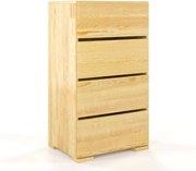 Comodă lemn masiv TerraCraft Pin 4 Sertare, 60 × 45 × 108 cm - Natural
