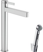 Baterie lavoar inalta Hansgrohe Finoris 260 cu dus igienic si ventil Push-Open crom