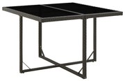 vidaXL Masă de grădină, negru, 109x107x74 cm, poliratan și sticlă