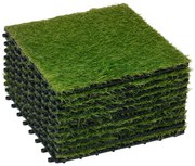 Outsunny Dale pentru Gradina cu Iarba Sintetica 30x30cm 10 Bucati, Gazon Artificial Realist, Densitate 6500 Verde
