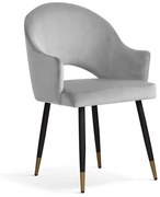 Scaun tapitat cu catifea – picioare metalice Goda Silver BL03 / Black / Gold – l54xA58xH87 cm