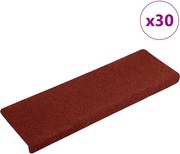 vidaXL Covorașe pentru scări autoadezive, 30 buc., 65x21x4 cm, margini dreptunghiulare, roșu bordeaux
