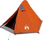 vidaXL Cort de camping pentru 2 persoane, gri/portocaliu, impermeabil