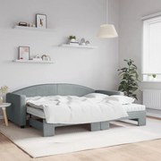 vidaXL Pat de zi cu extensie și saltele, gri deschis 90x200 cm textil
