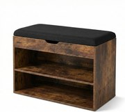 Dulap pentru pantofi cu loc de șezut LEVA, 60 x 30 x 47 cm, maro închis