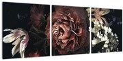 Tablou - Flori întunecate (cu ceas) (90x30 cm)