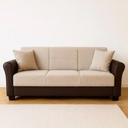 Canapea extensibila 3 loc cu spatiu de depozitare – stofa maro si maro deschis – Country