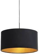Lampă suspendată cu abajur din catifea neagră cu auriu 50 cm - Combi