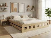 Pat inalt Naomi 160x200 cm, pin Saltele: Fara saltea, Somiera pat: Cu lamele drepte