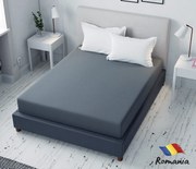 Cearceaf de pat gri inchis cu elastic Evostar bumbac 100% ranforce /90x200 cm dimensiune standard