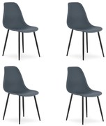 Set 4 scaune gri ardezie OSAKA cu picioare negre