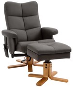 HOMCOM Fotoliu de masaj cu taburet, rotativ la 360°, fotoliu de relaxare electric cu funcții de culcare și spațiu de depozitare, fotoliu TV cu buzunar lateral și telecomandă pentru sufragerie, piele artificială, maro | Aosom Romania
