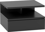 HOMCOM Noptieră Suspendată cu Sertar și Raft Superior din Lemn, 35x32x22,5 cm, Negru | Aosom Romania