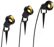 Set de 3 spoturi pentru grădină cu pichet negru, inclusiv cablu și mufă IP65 - Done