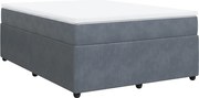 vidaXL Pat box spring cu saltea, gri închis, 140x200 cm, catifea