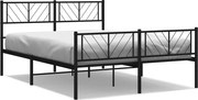 vidaXL Cadru pat metalic cu tăblie de cap/picioare, negru, 135x190 cm