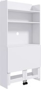 HOMCOM Birou cu Rafturi, Blat Pliabil, 2 Roți și 4 Rafturi, Birou Compact Modern cu Orificiu pentru Cabluri, Masă pentru Computer, Casă Birou Cameră de Studiu, 80x69x155 cm, Alb | Aosom Romania
