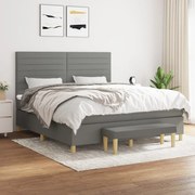 vidaXL Pat continental cu saltea, gri închis, 160x200 cm, țesătură