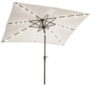 Outsunny Parasol de gradina parasol drept 3 x 2 m luminos rectangular inclinabil parasol LED solar otel poliester crem | Aosom Romania