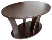 Masuta cafea Ovala cu role, wenge, 94 x 54 x 64 cm