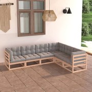 vidaXL Set mobilier de grădină cu perne, 6 piese, lemn masiv de pin