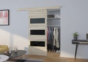 Usa glisanta Ares, ADRK Furniture (Latime: 86 cm, Culoare: Sonoma /Negru Lacobel)