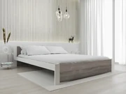 Pat dublu Culoare alb/stejar trufa, IKAROS 180 x 200 cm Saltele: Cu saltele Coco Maxi 20 cm, Somiera pat: Cu lamele curbate