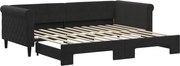 vidaXL Pat de zi cu extensie, negru, 90x200 cm, catifea